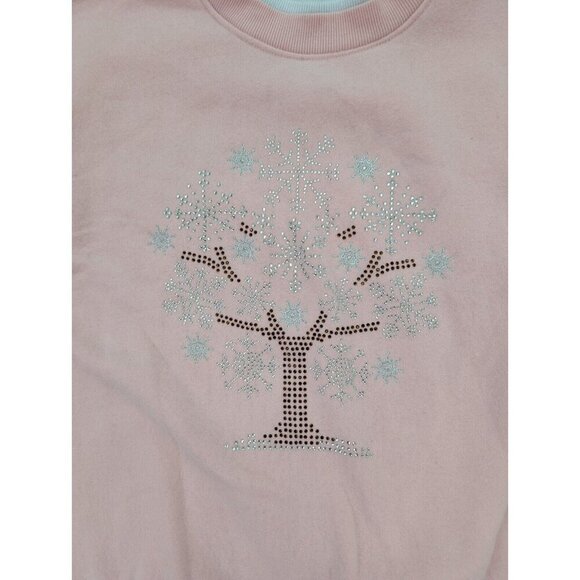 King Universal Women's Sweatshirt Size M Pink Crewneck Snowflake Tree - Picture 4 of 13